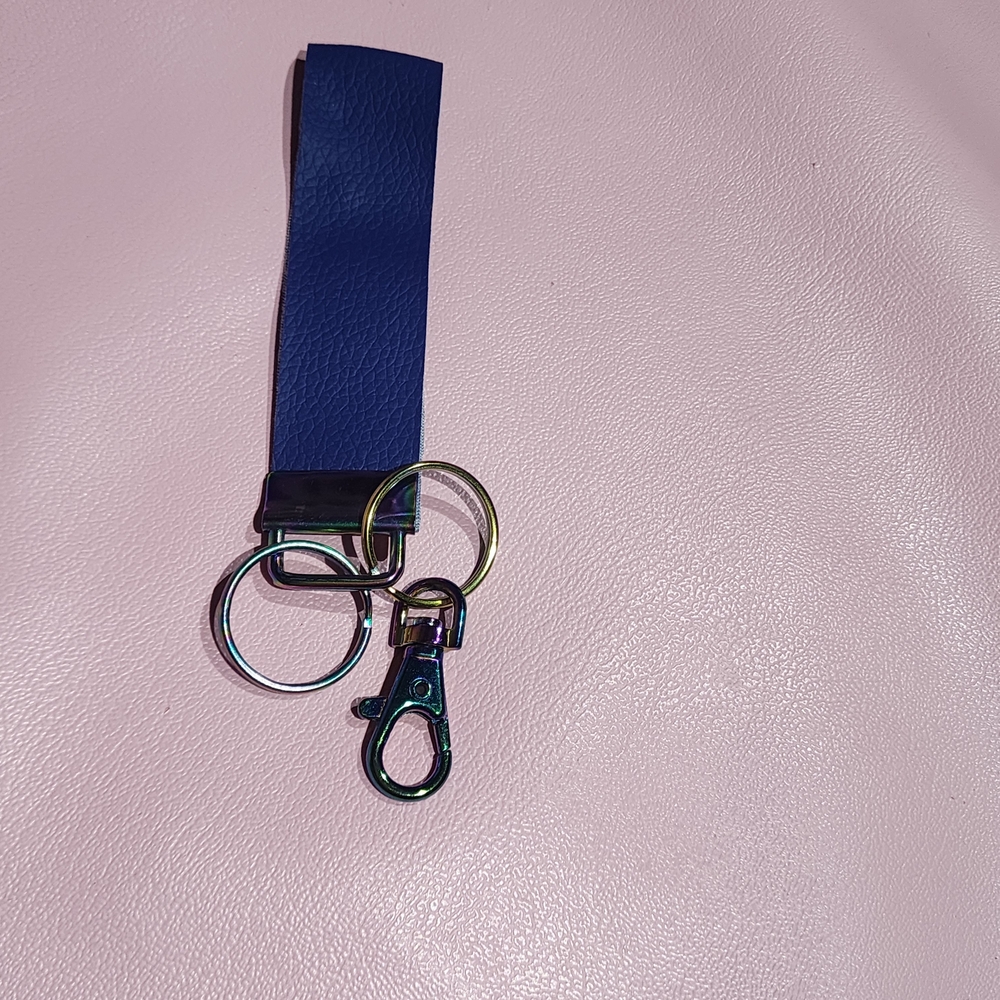 Blue Keychain with Metal Rings